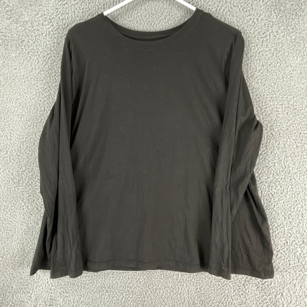 Eileen Fisher Long Sleeve Tee Women 1X Black Excellent Organic‎ Cotton Crew Neck